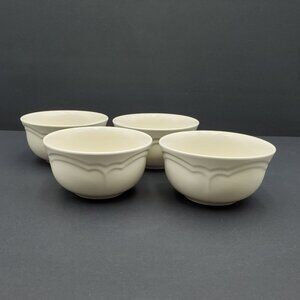Pfaltzgraff Gazebo White Dessert Bowls Ivory Embossed Fruit Sauce Berry Bowls